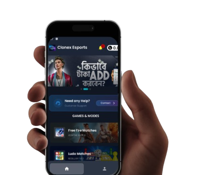 Clonex Esports App running on Mobile Device